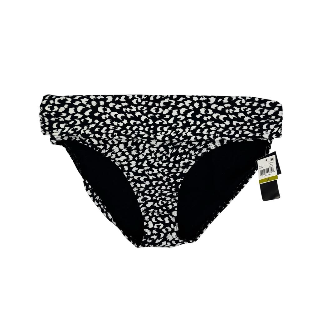 ISLAND ESCAPE *NEW* Animal Kingdom Tahiti Printed Swim Bottom Black White Sz 14